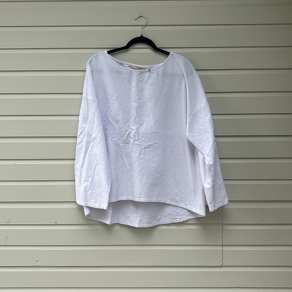 Soft Surroundings White Long Sleeve Pullover Blouse
